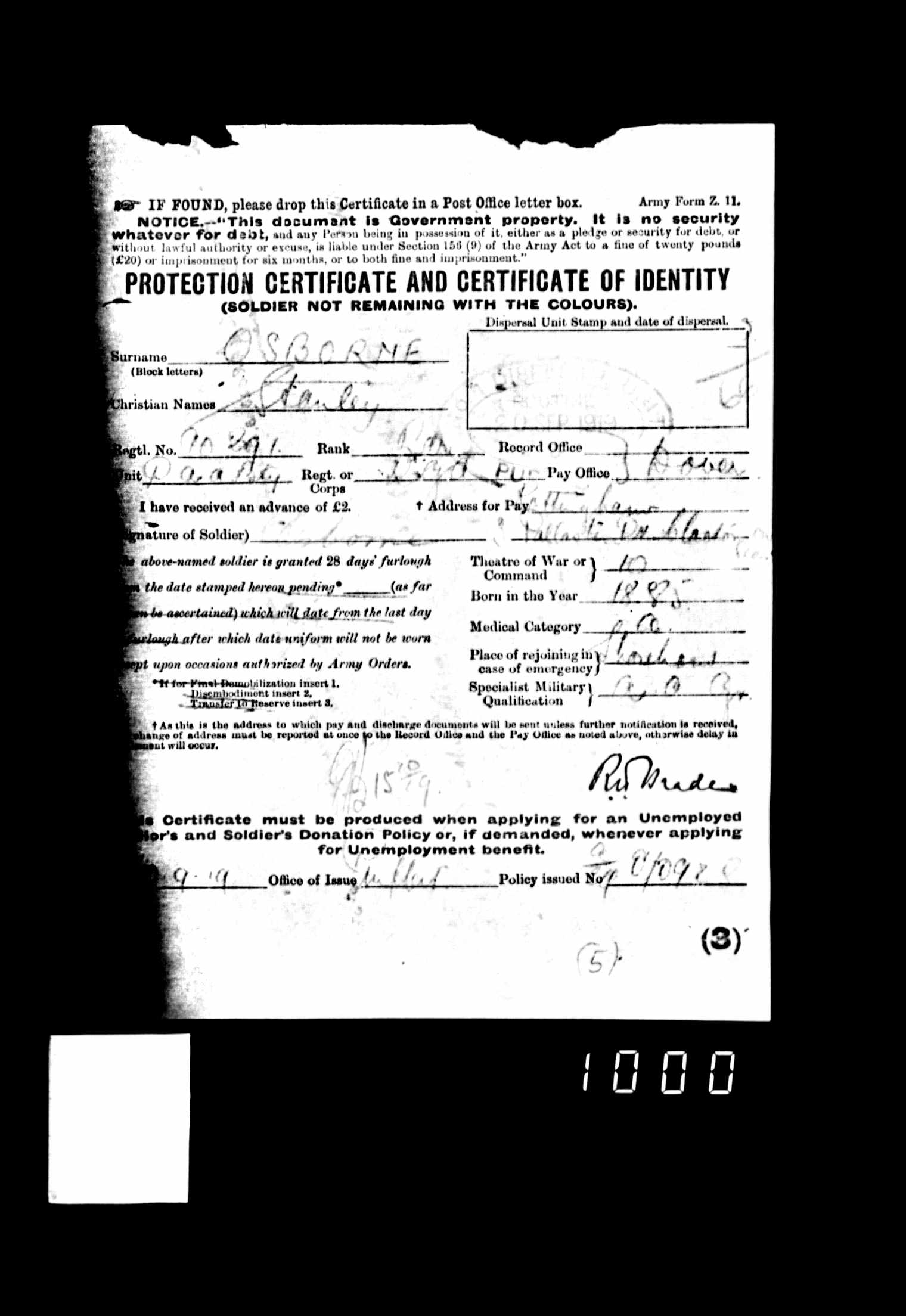 ww1 soldiers service record