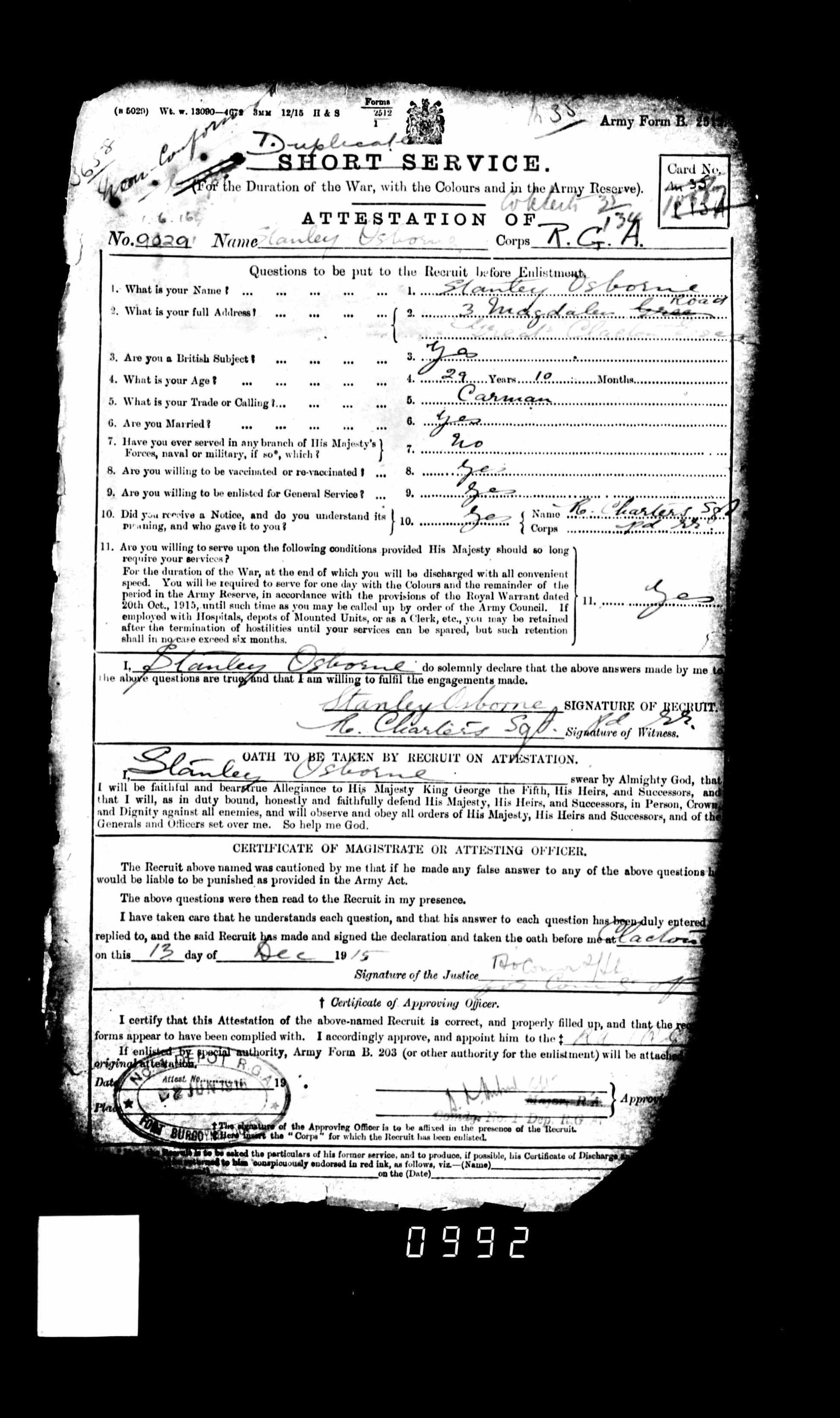 ww1 soldiers service record