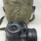 1960's British Army S6 Gas Mask & Haversack showing S6 respirator next to bag