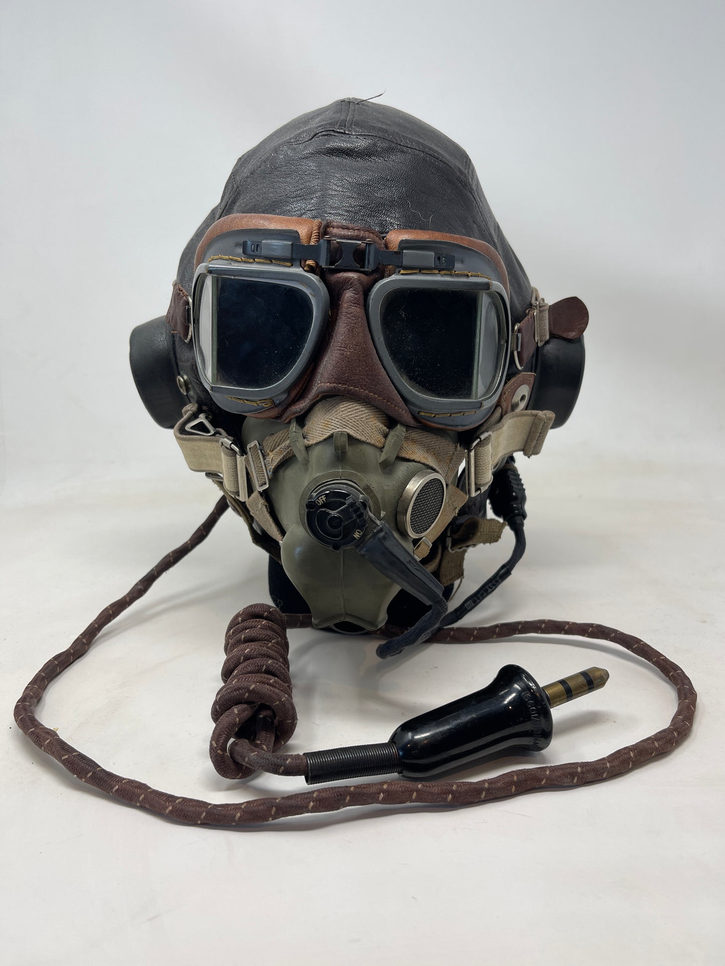 Flying Helmet, Type C (wired), Goggles, Flying, Mk VIII