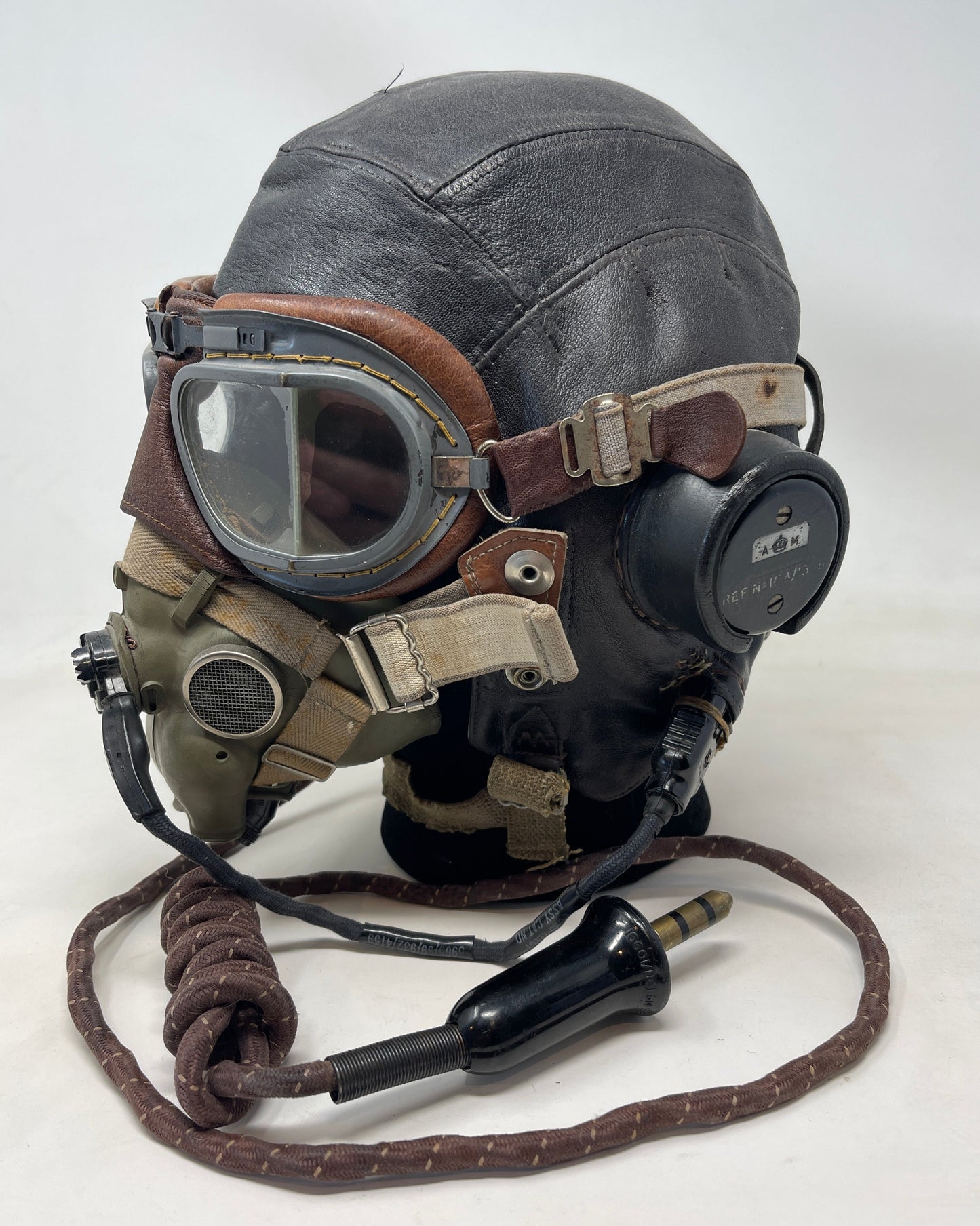 Flying Helmet, Type C (wired), Goggles, Flying, Mk VIII