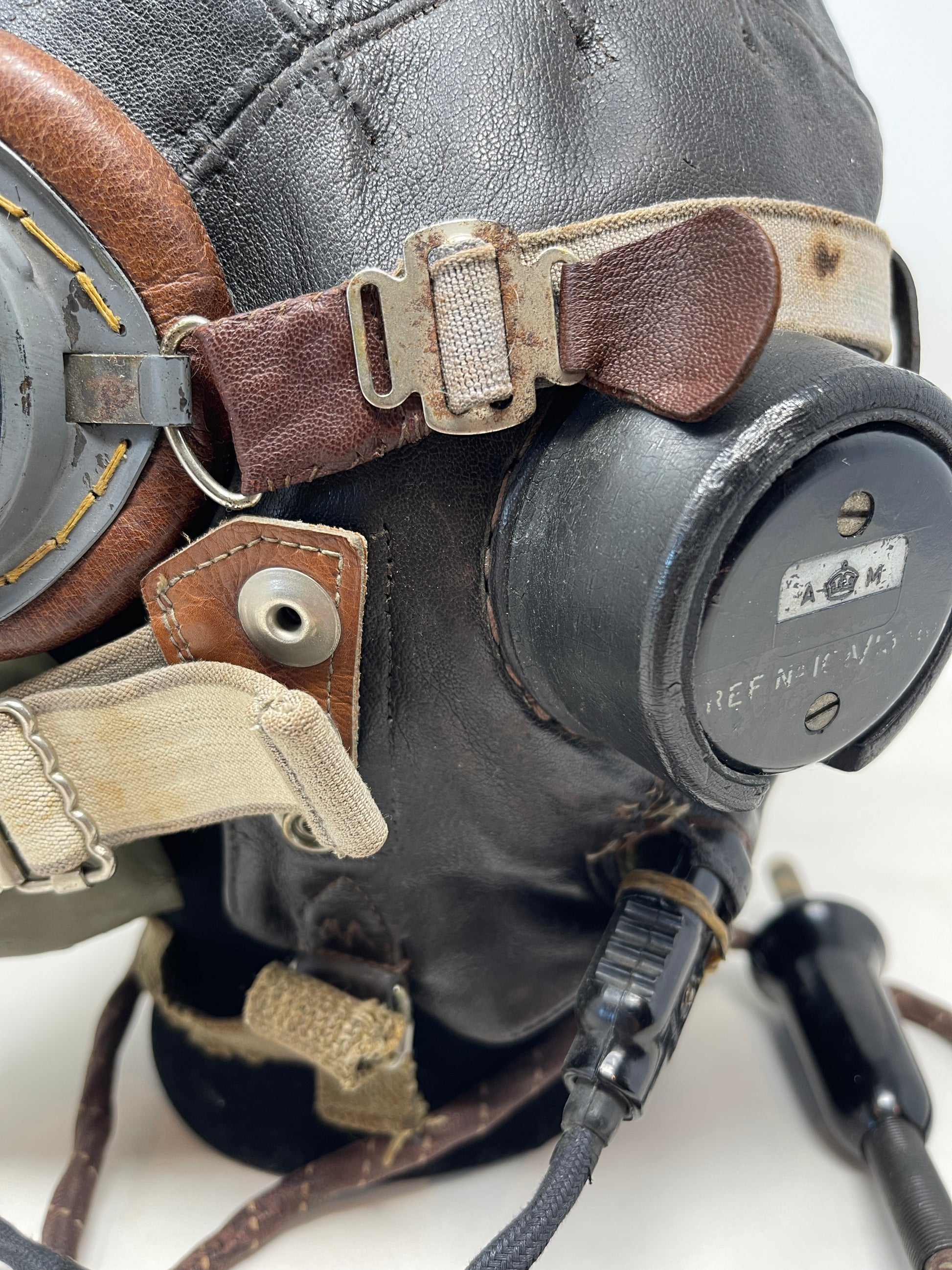 Flying Helmet, Type C (wired), Goggles, Flying, Mk VIII