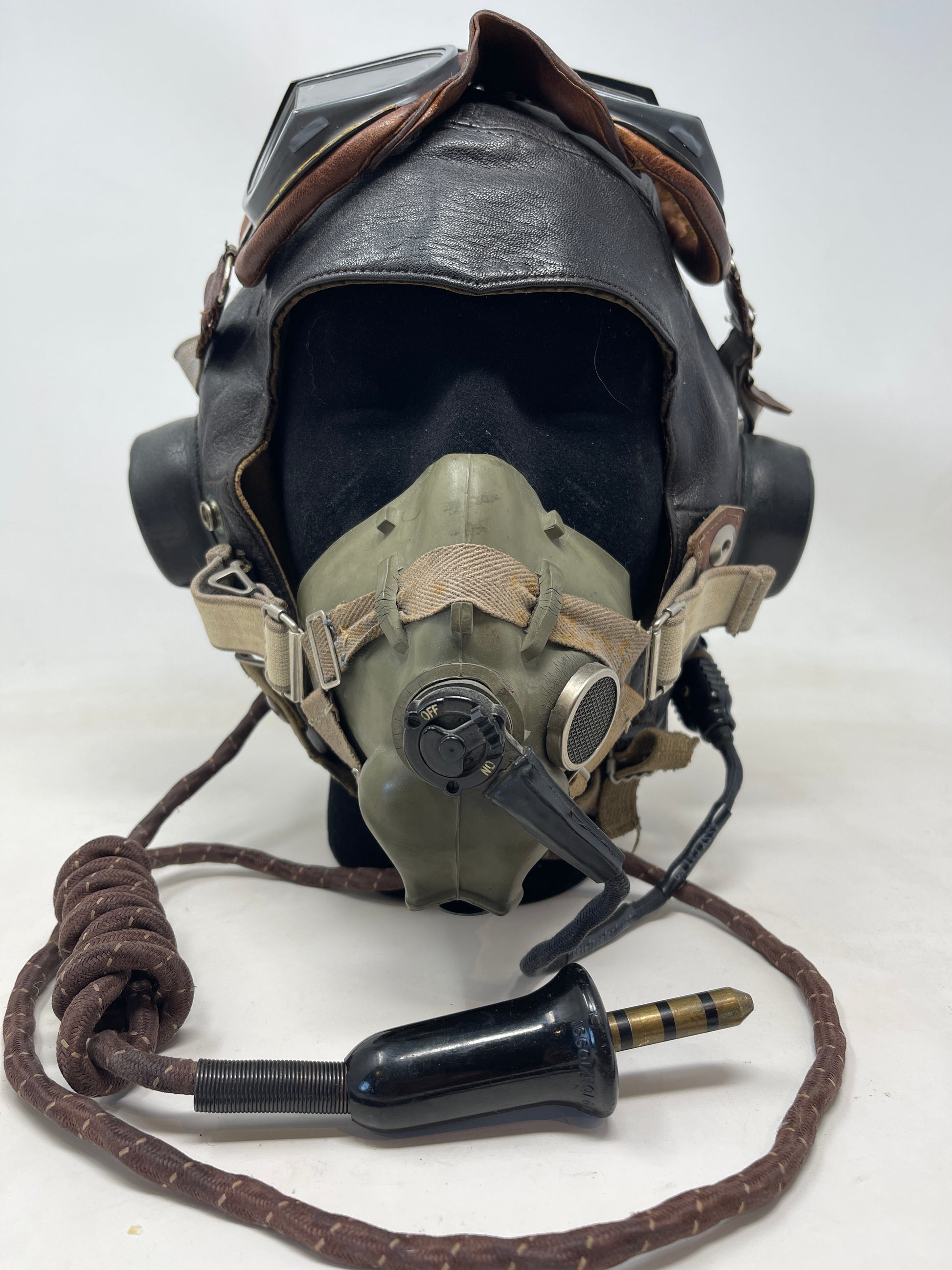 Flying Helmet, Type C (wired), Goggles, Flying, Mk VIII