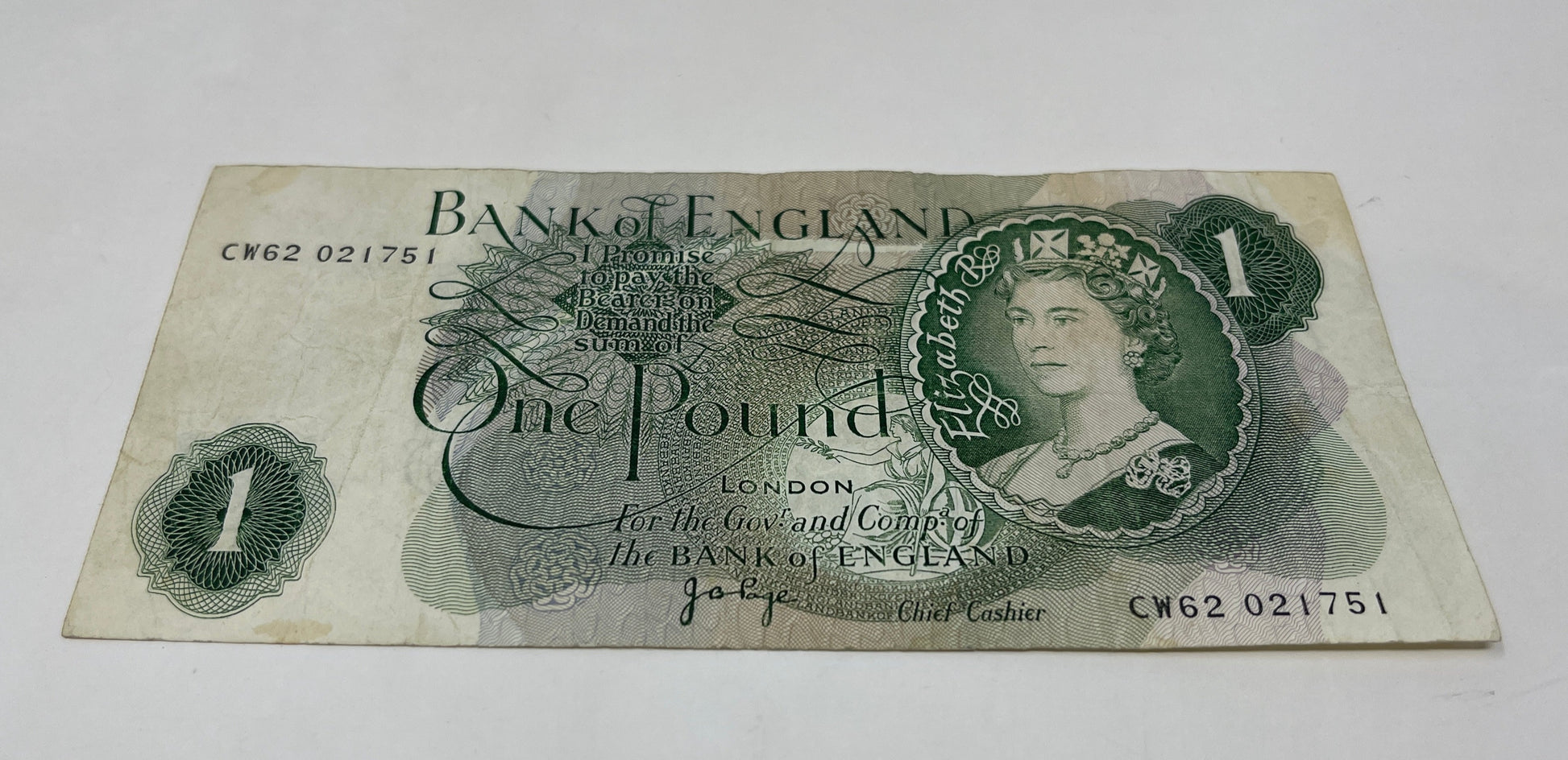 Bank Of England  £1 Banknote - Cashier Page Fast & Secure UK Shipping