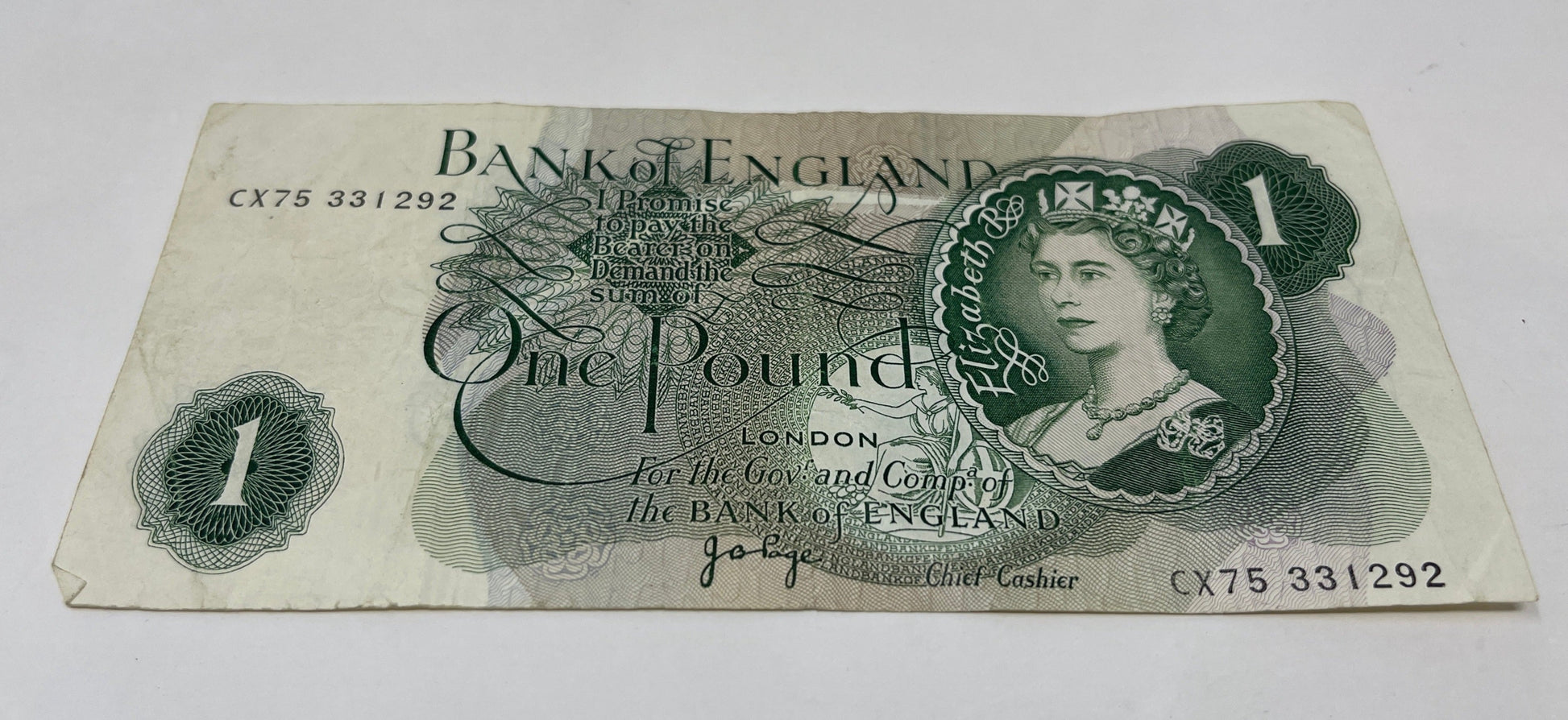 Bank Of England  £1 Banknote - Cashier Page Fast & Secure UK Shipping