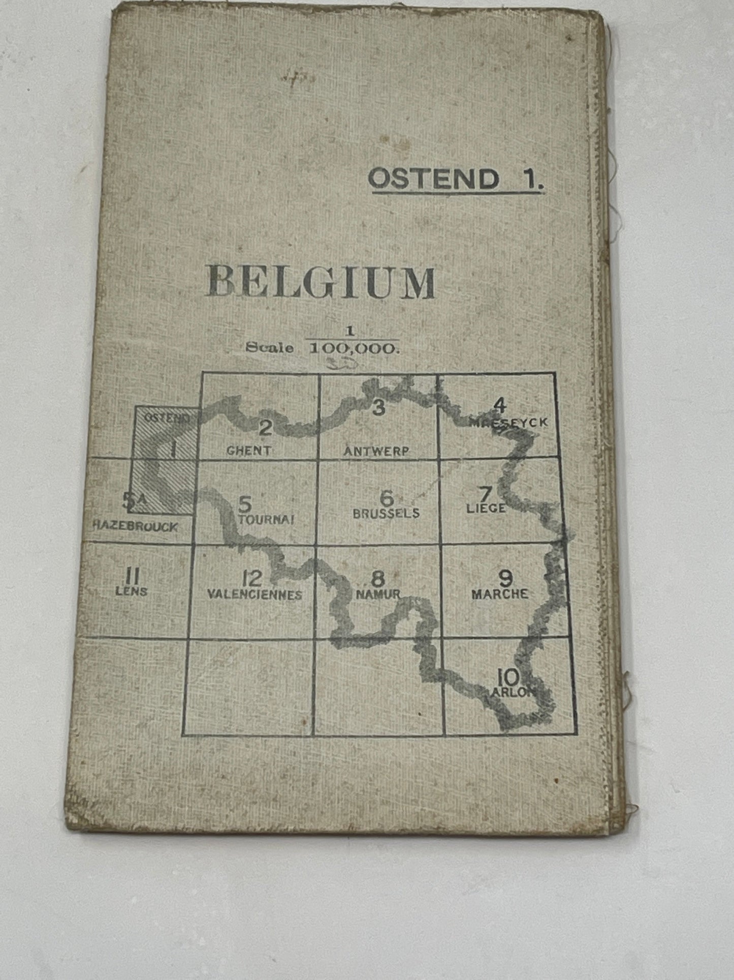 Original WW1 Map Belgium Ostend Scale 1/1000.000 in good condition and available for immediate dispatch