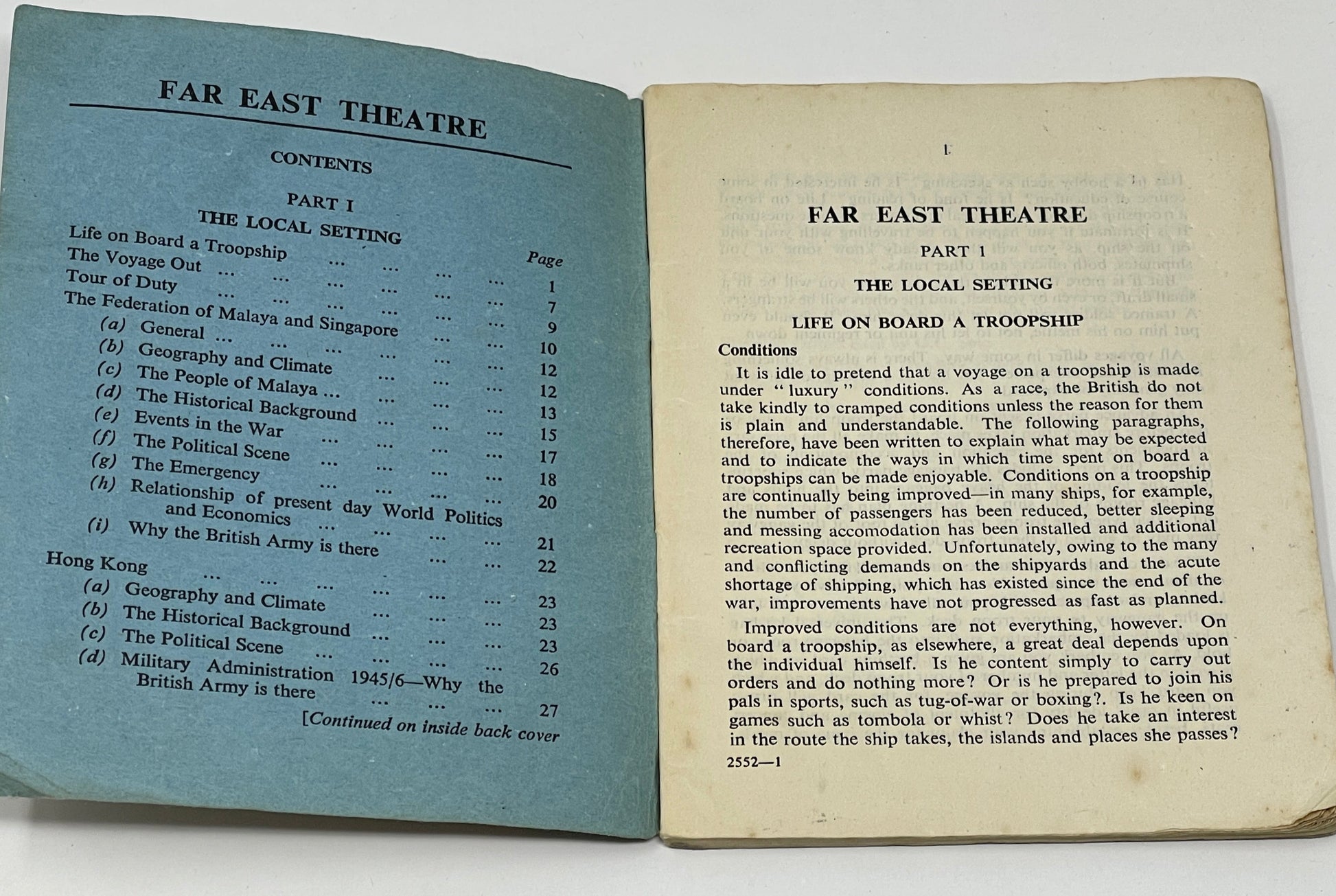 WO Code No 10859 Far East Theatre Pamphlet 1954