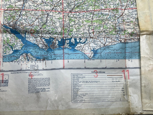 Luftwaffe Pilots Map of the South East of England