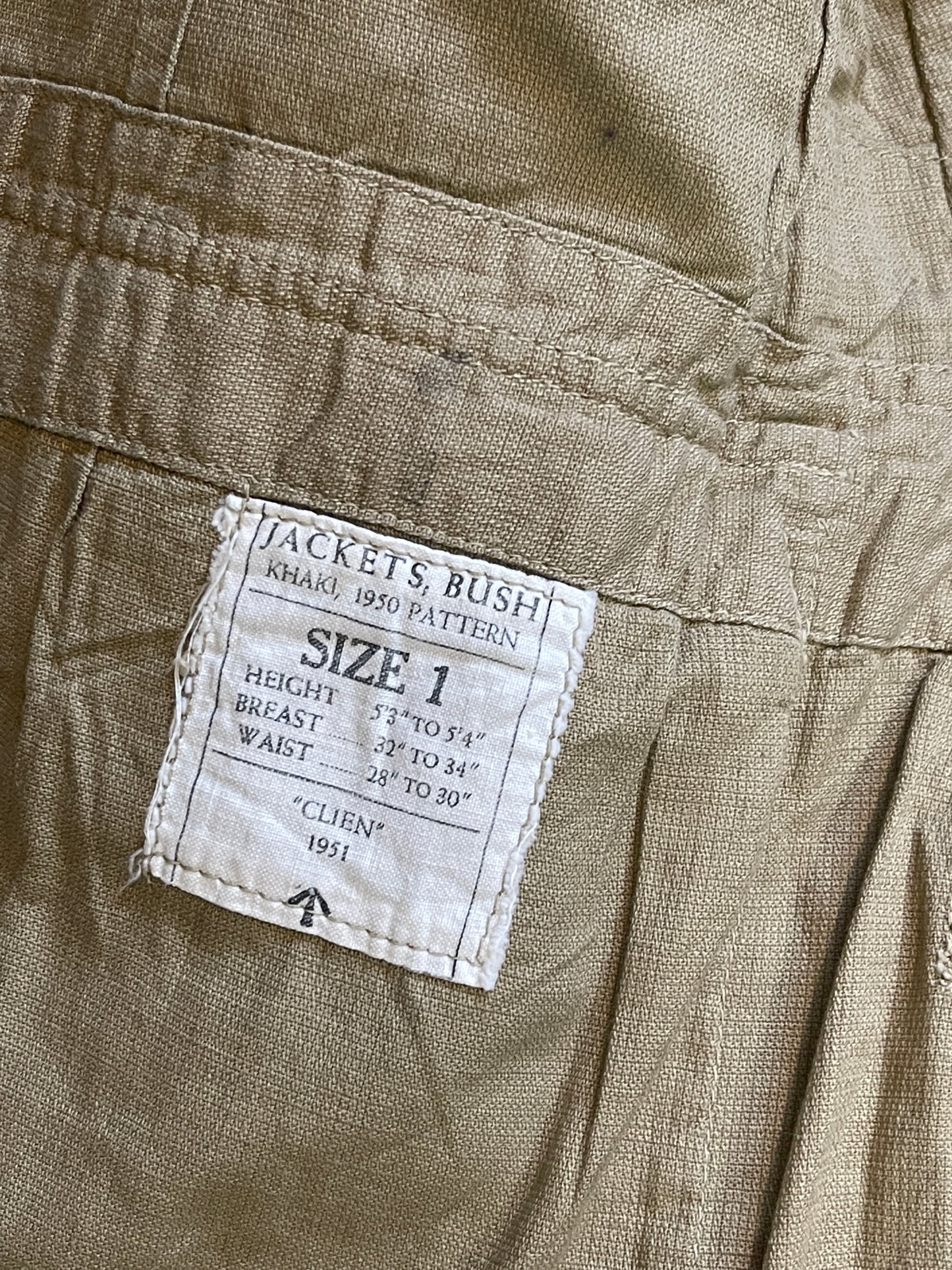 Dated 1950 Pattern Khaki Drill Jacket