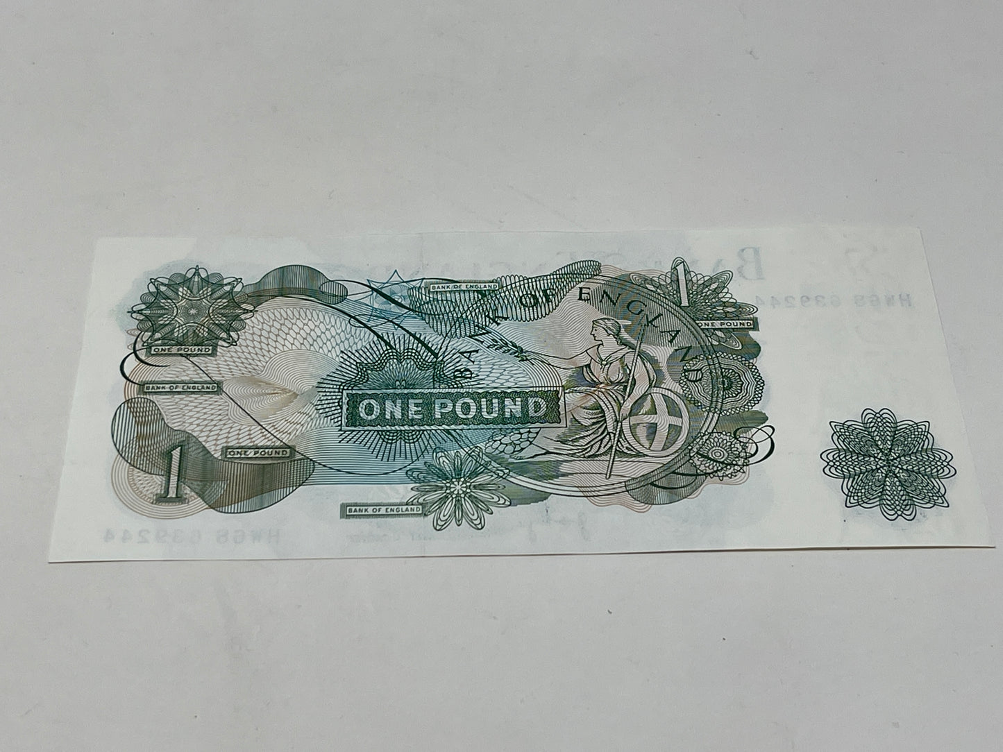 rear of Bank of England One Pound Note J S F Forde
