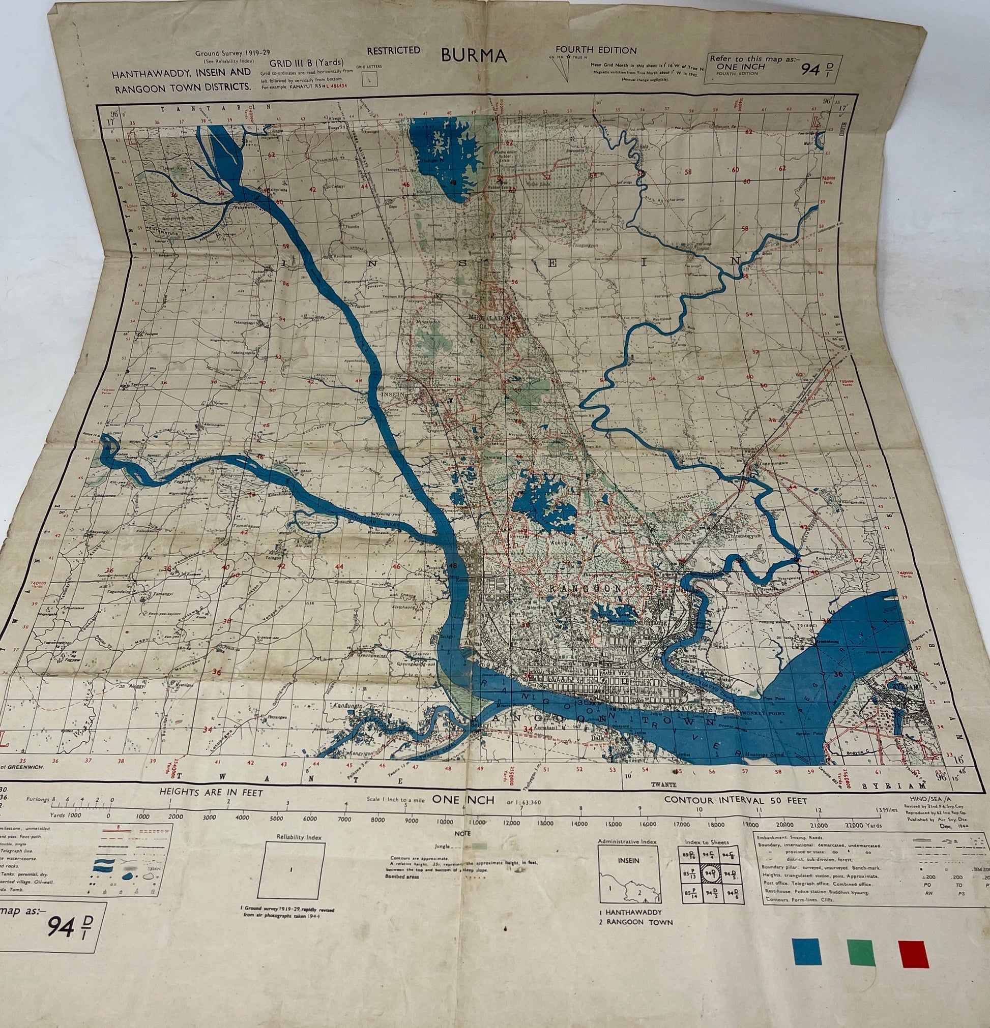 Fourth Edition Map Rangoon District 1944