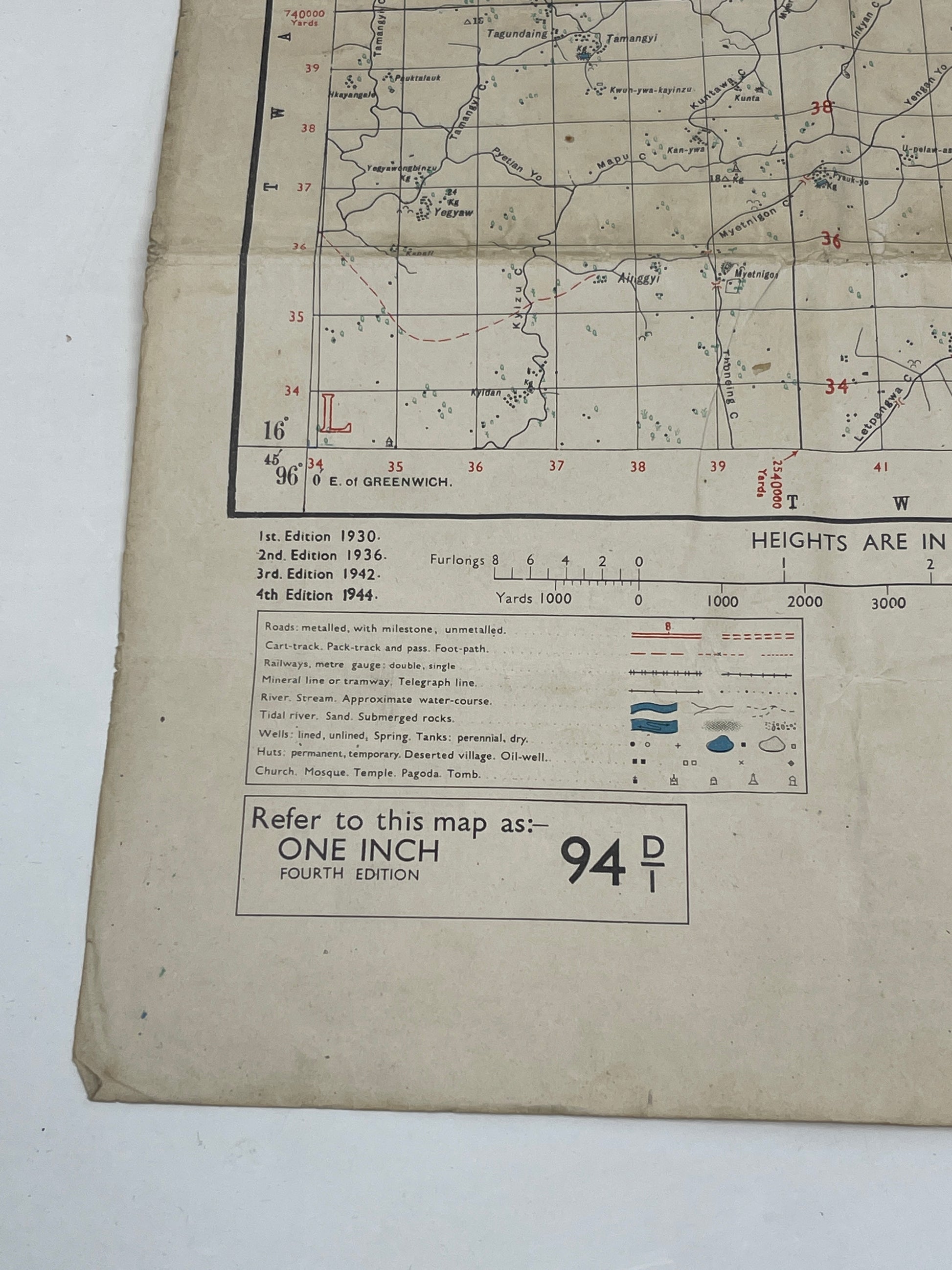 Fourth Edition Map Rangoon District 1944