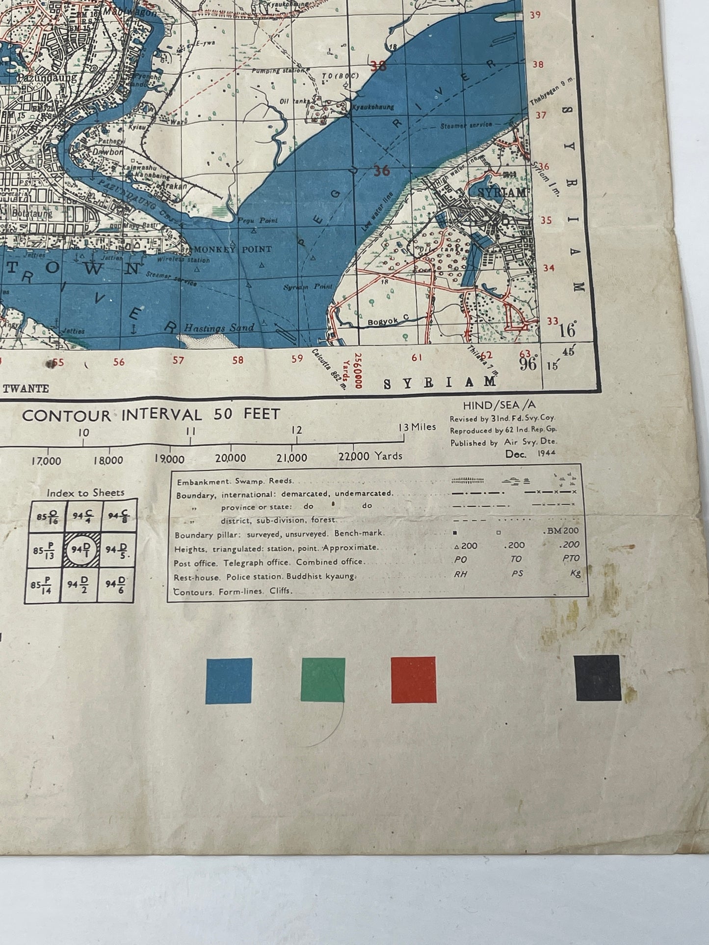 Fourth Edition Map Rangoon District 1944