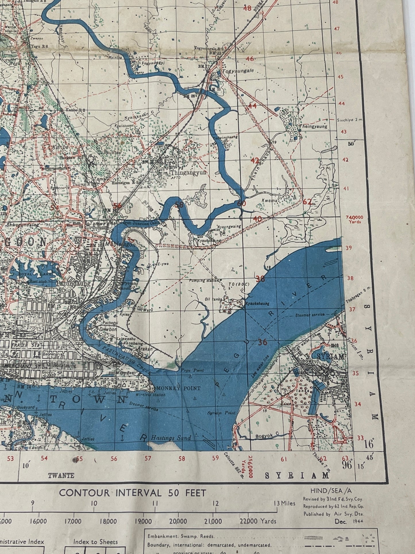 Fourth Edition Map Rangoon District 1944