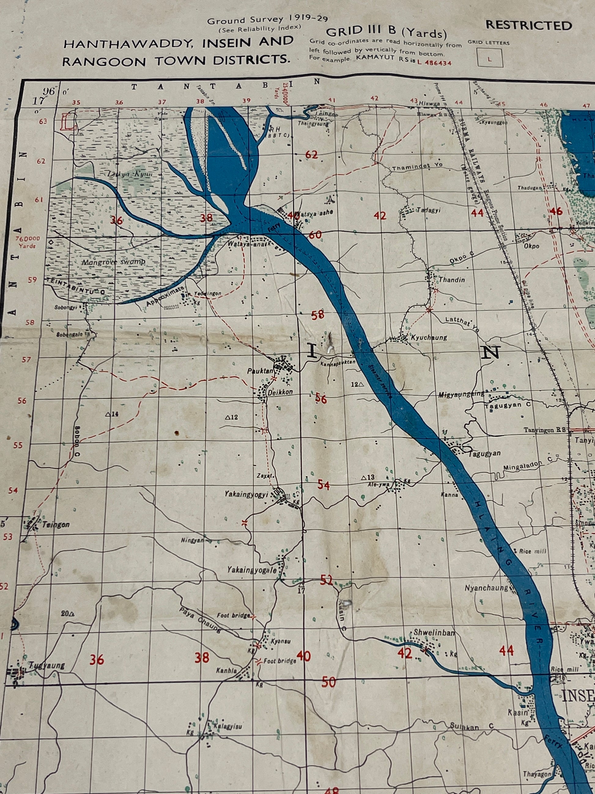 Fourth Edition Map Rangoon District 1944