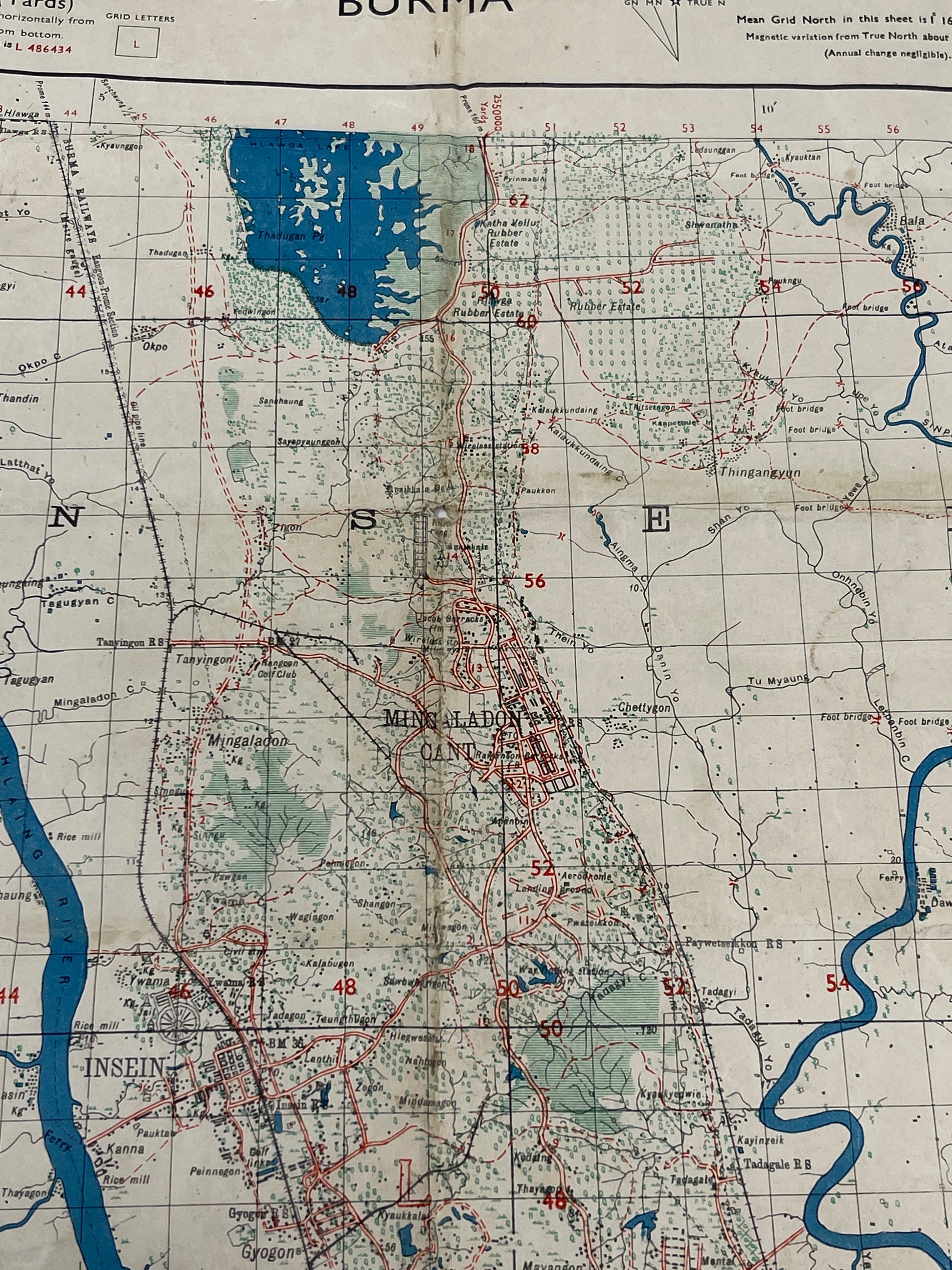 Fourth Edition Map Rangoon District 1944