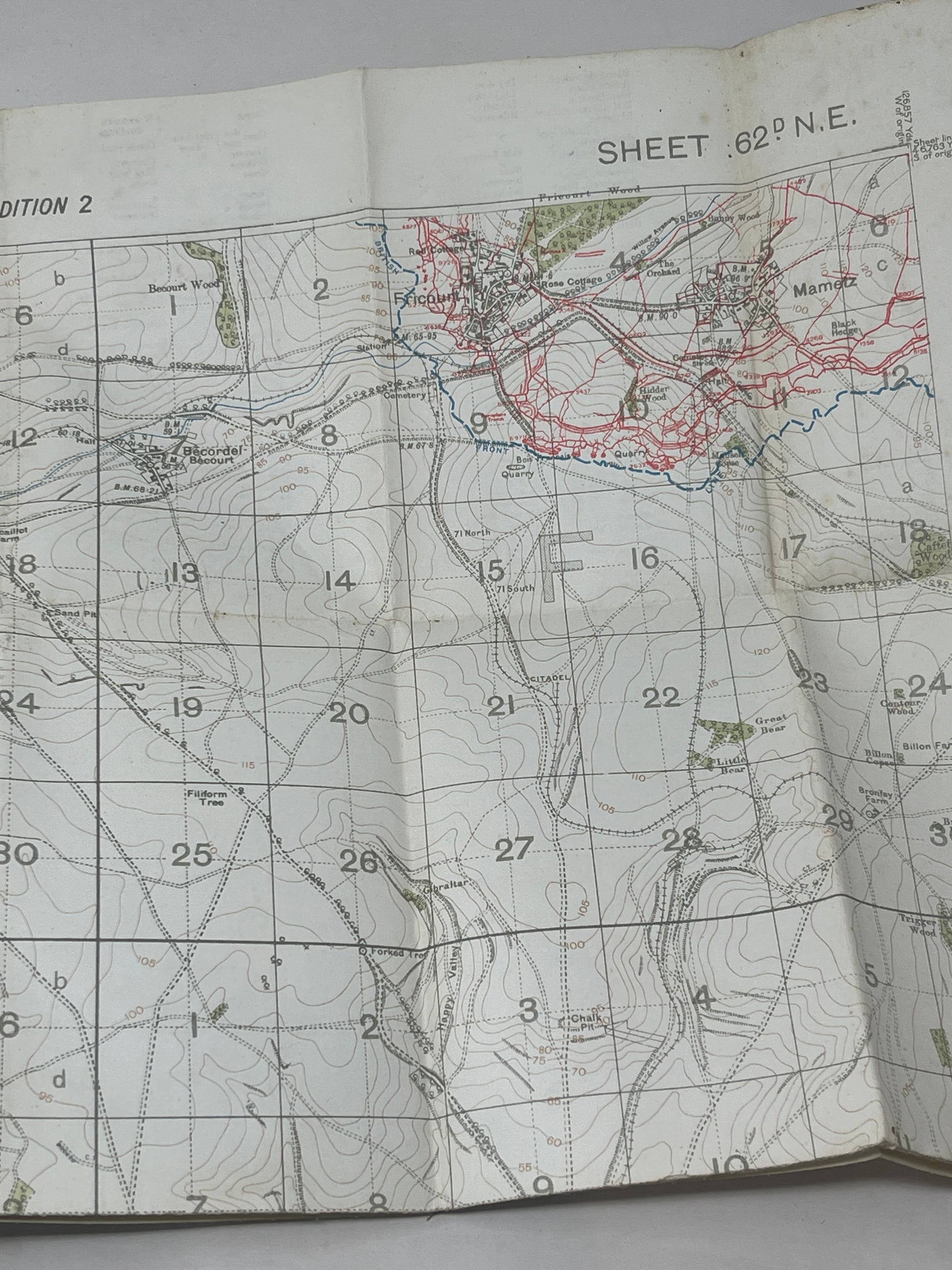 WW1 British 1916 France Sheet 62D N E Edition 2 Fricourt