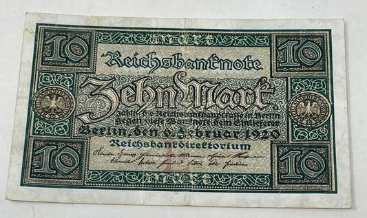 Reichsbanknote Zehn Mark February 1920