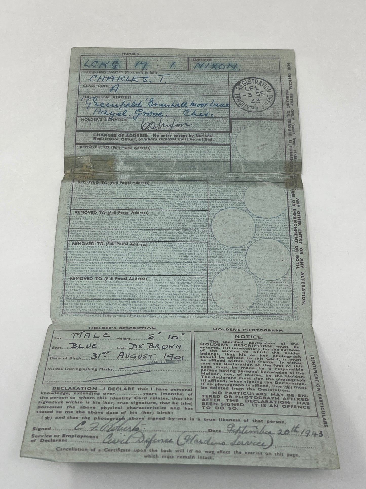 WW2 National Service Grade Card & Misc Paperwork