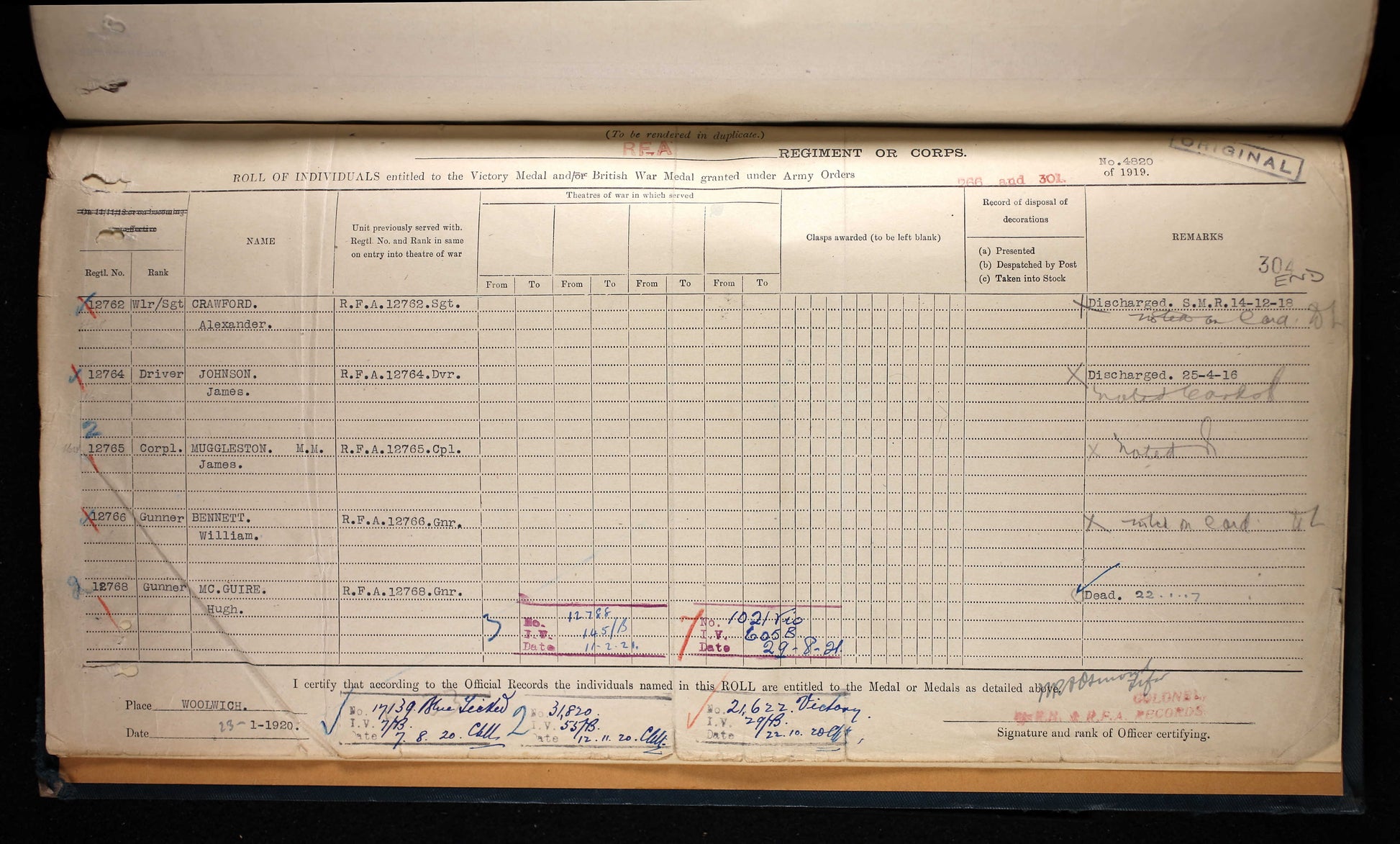 Great War MM Group Gnr J Muggleston D94 Brigade RFA