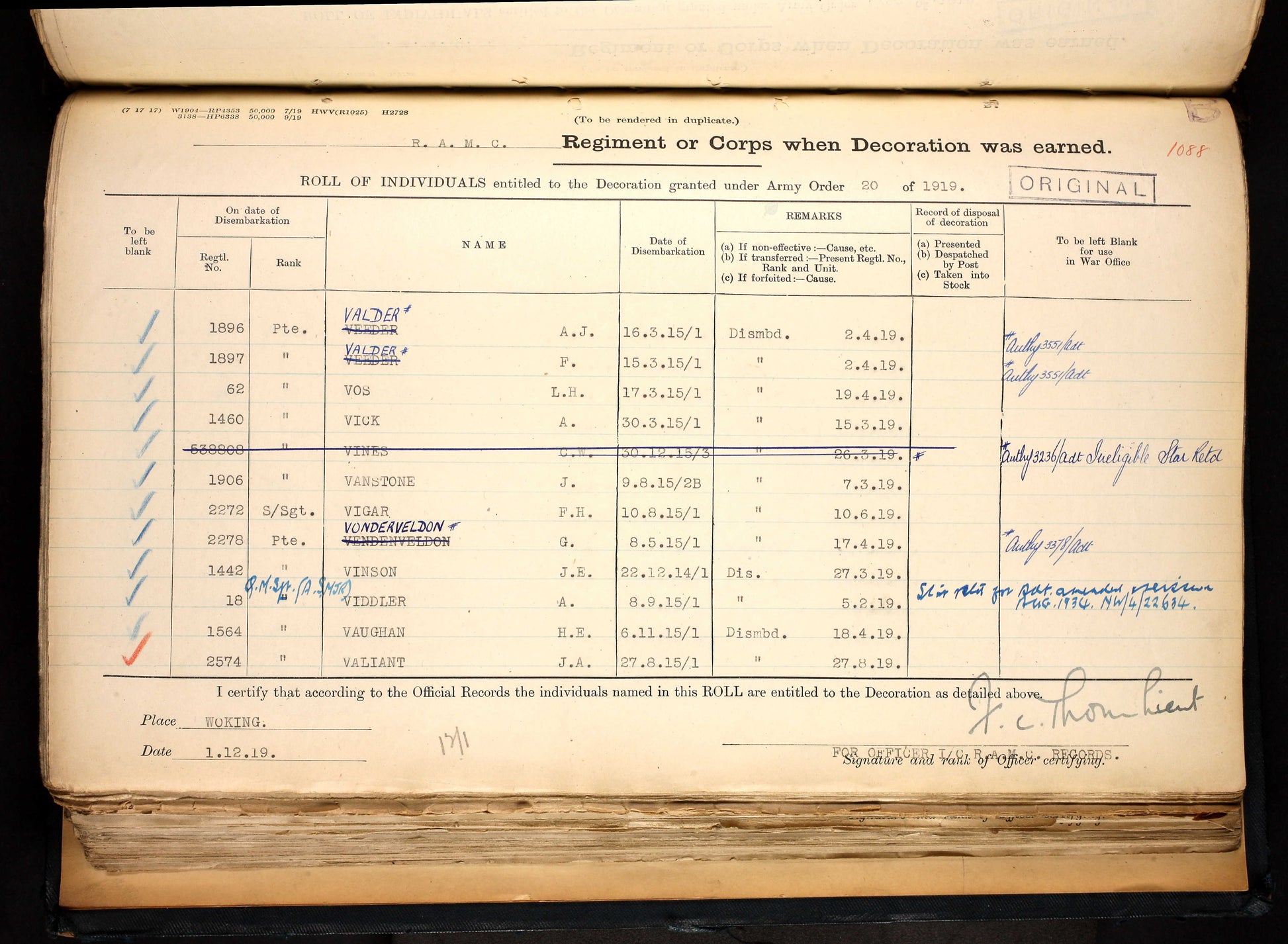 BWM and victory medal award register