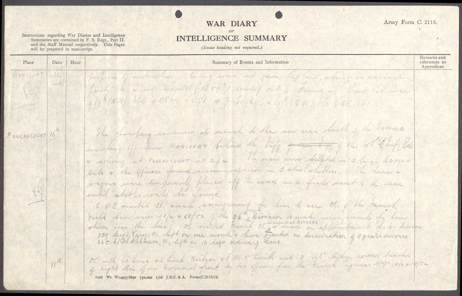 ww1 MM mention war diary