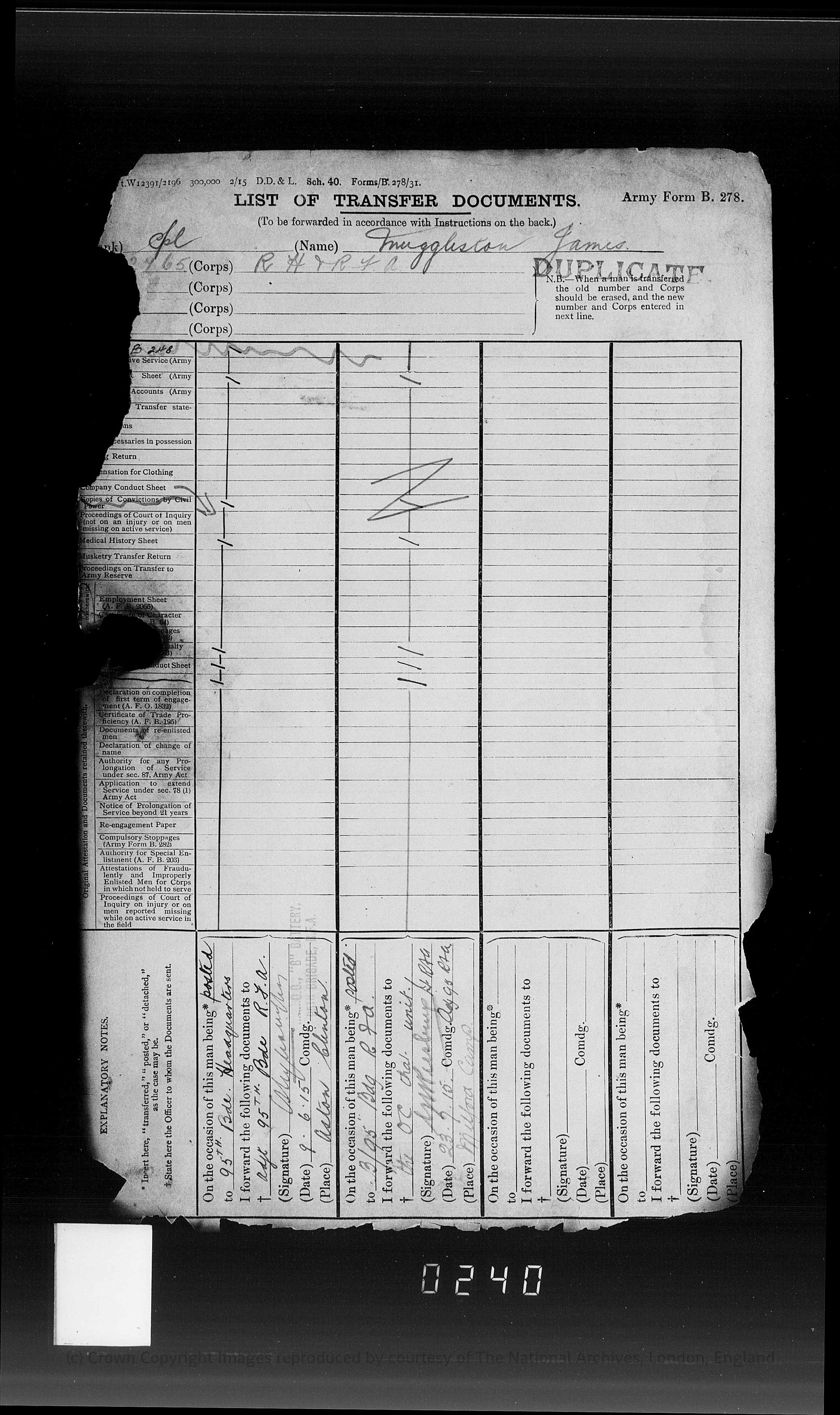 Great War MM Group Gnr J Muggleston D94 Brigade RFA