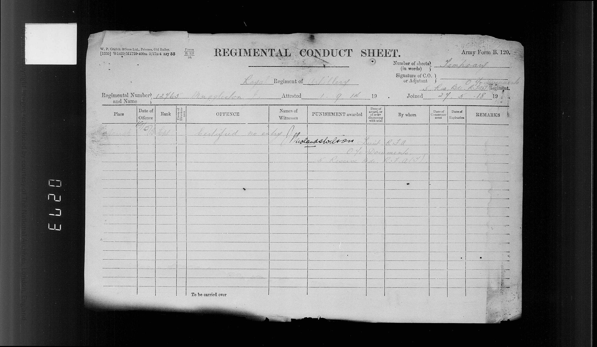 Great War MM Group Gnr J Muggleston D94 Brigade RFA